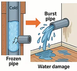 How Pipes Freeze and Burst - 3D Rendering