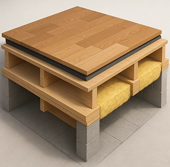 Layers of a Hardwood Floor - 3D Rendering